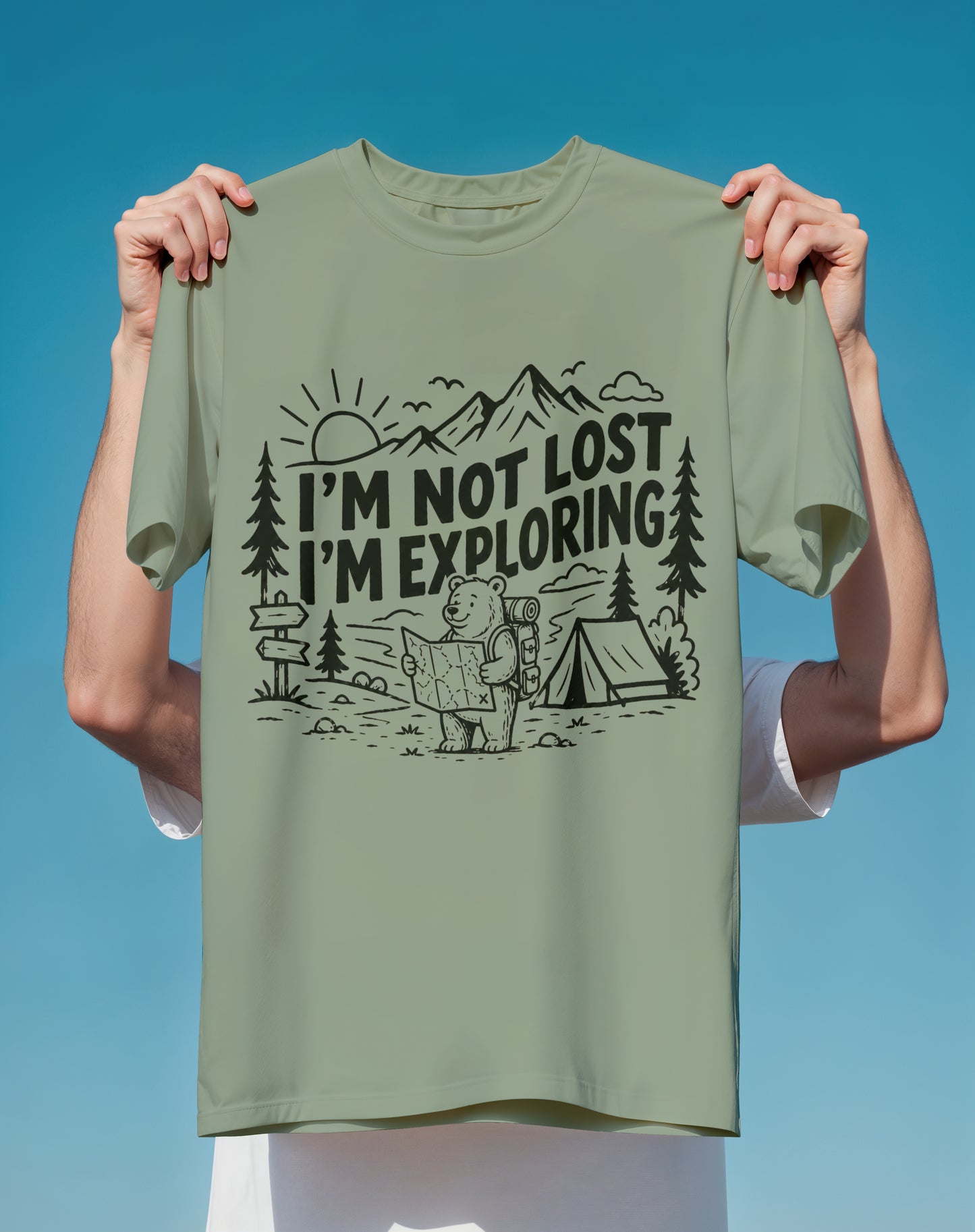 Not Lost Just Exploring Camping – garment-dyed relaxed fit tee – Slow Life Club