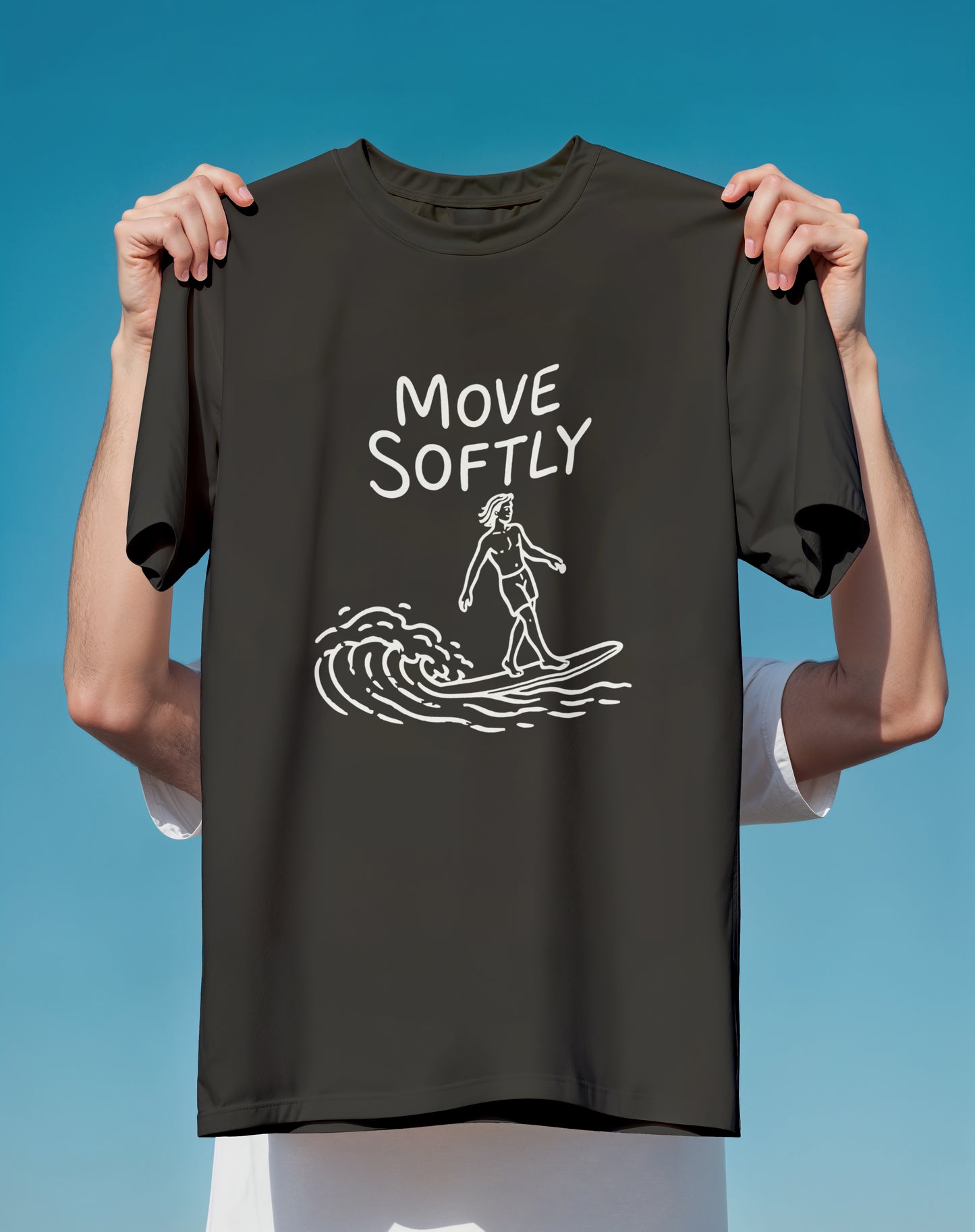 Move Softly Pink Surf – garment-dyed relaxed fit tee – Slow Life Club