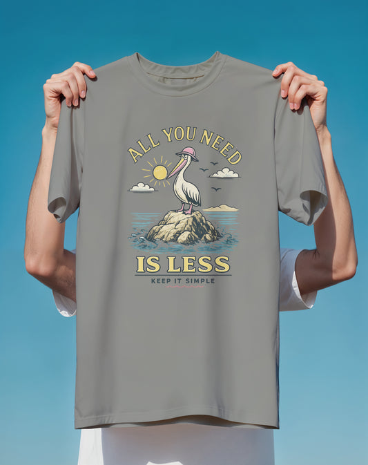 All You Need Is Less Pelican Beach graphic tee back design – Comfort Colors – Slow Life Club