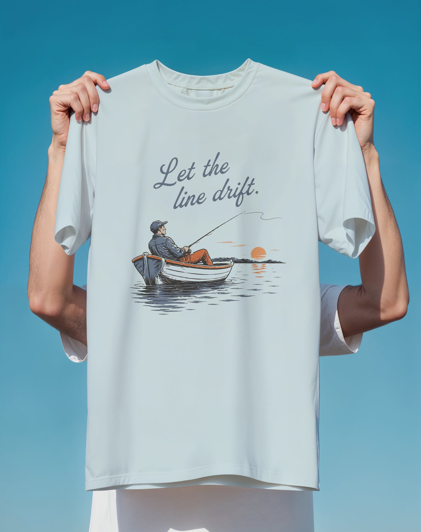 Let the Line Drift Fishing – garment-dyed relaxed fit tee – Slow Life Club