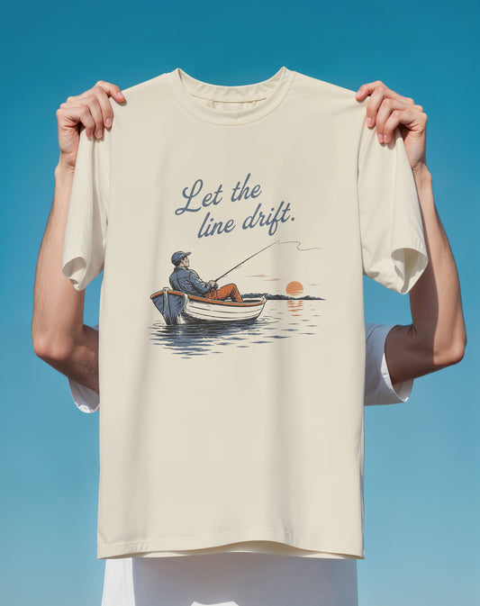 Let the Line Drift Fishing graphic tee back design – Comfort Colors – Slow Life Club