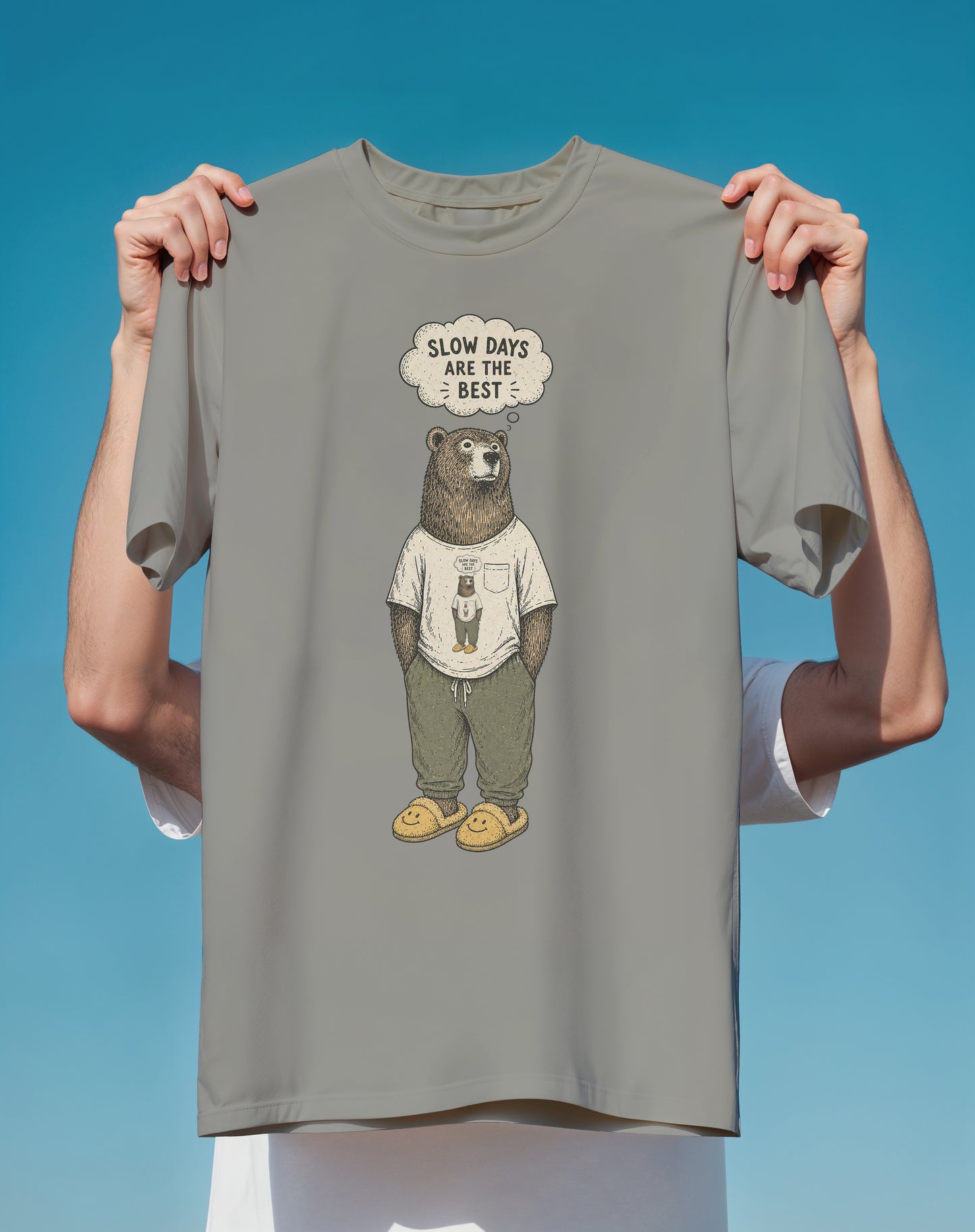 Slow Days Are the Best Bear – garment-dyed relaxed fit tee – Slow Life Club