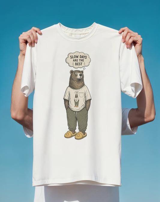 Slow Days Are the Best Bear graphic tee back design – Comfort Colors – Slow Life Club