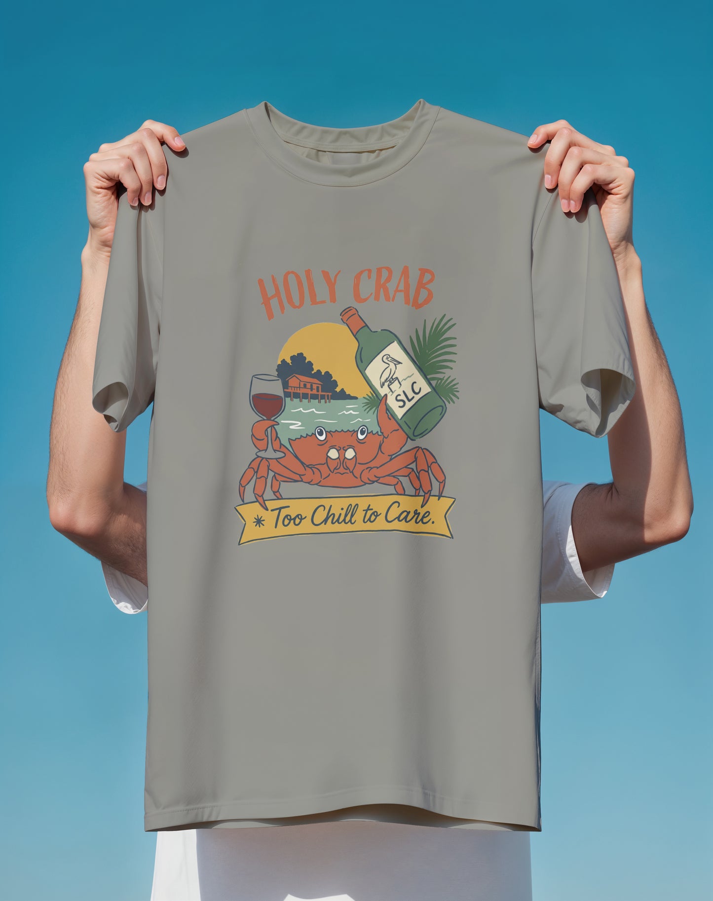 Too Chill to Care Nautical Crab – garment-dyed relaxed fit tee – Slow Life Club