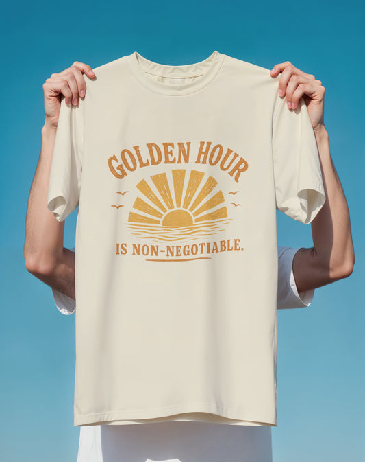 Golden Hour Non-Negotiable graphic tee back design – Comfort Colors – Slow Life Club