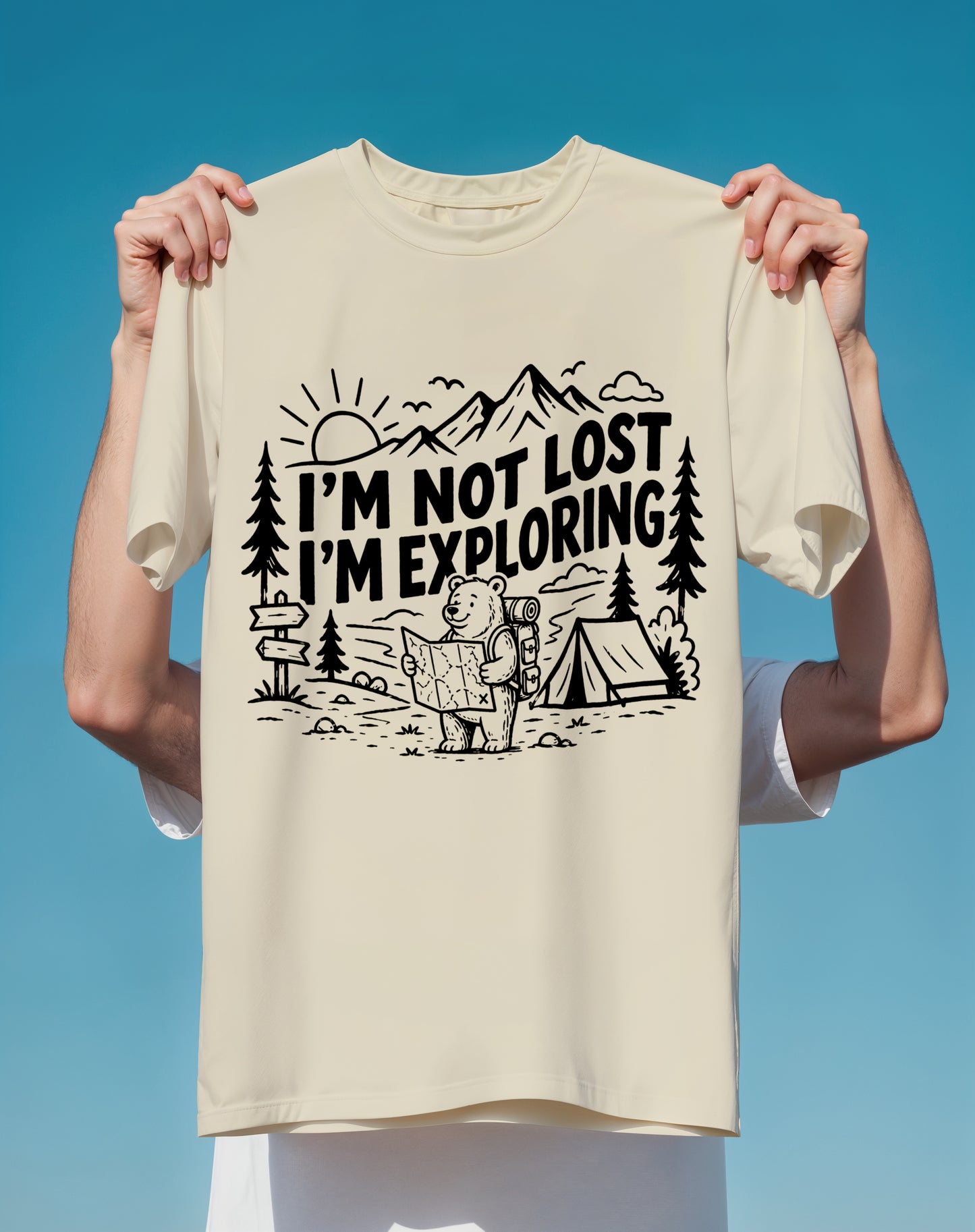 Not Lost Just Exploring Camping – garment-dyed relaxed fit tee – Slow Life Club