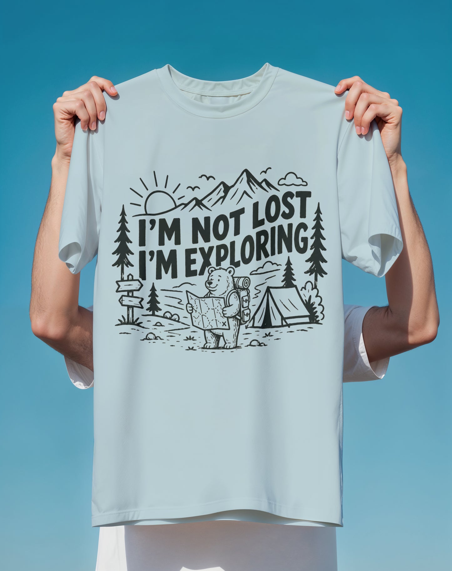 Not Lost Just Exploring Camping – Comfort Colors heavyweight graphic tee – Slow Life Club