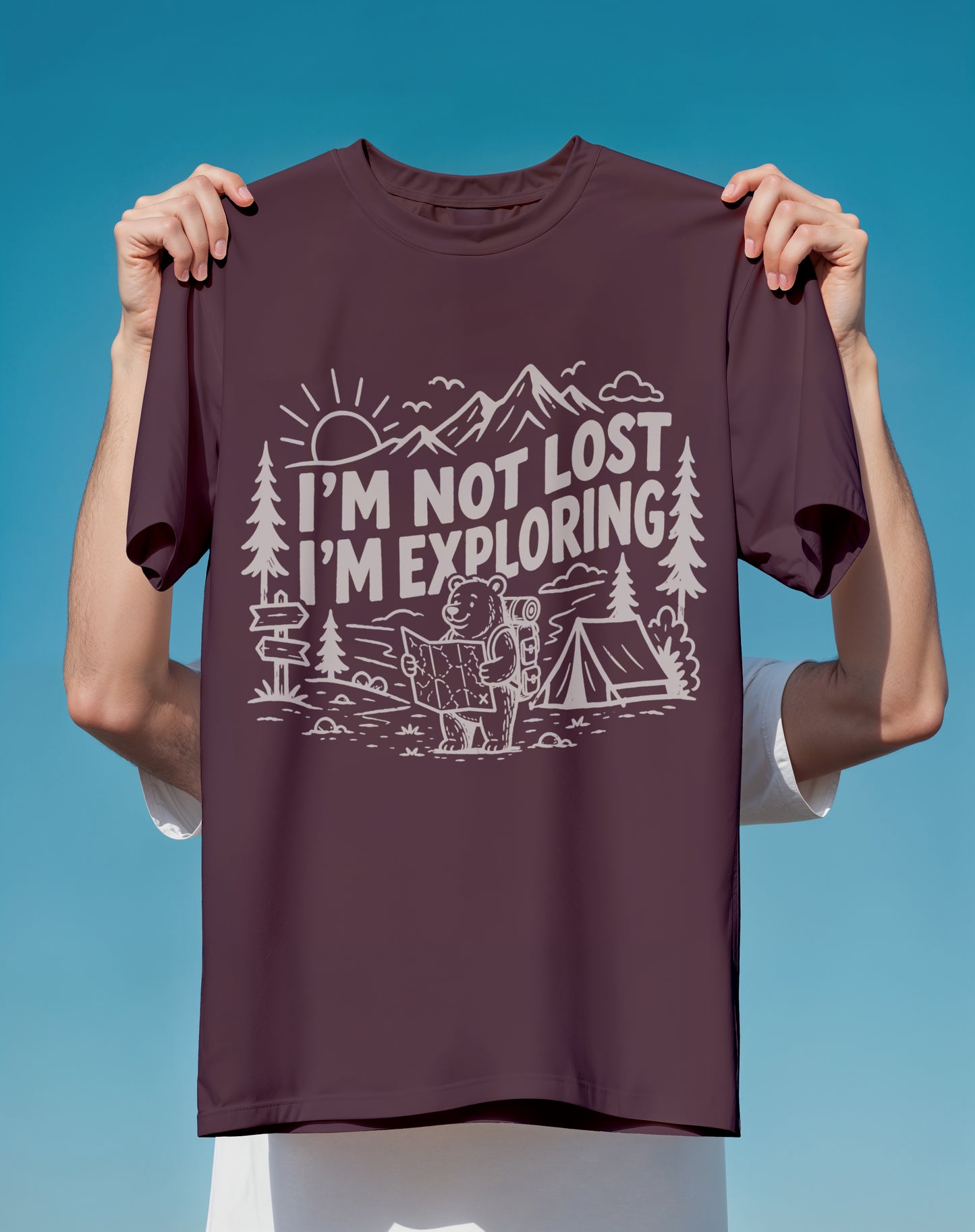 Not Lost Just Exploring Camping – garment-dyed relaxed fit tee – Slow Life Club