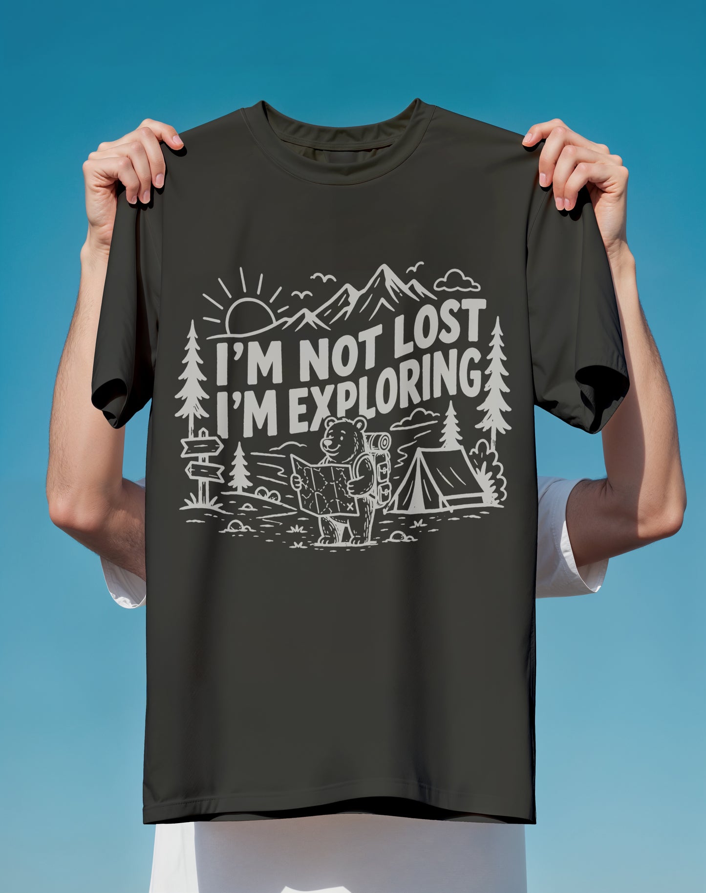 Not Lost Just Exploring Camping – garment-dyed relaxed fit tee – Slow Life Club
