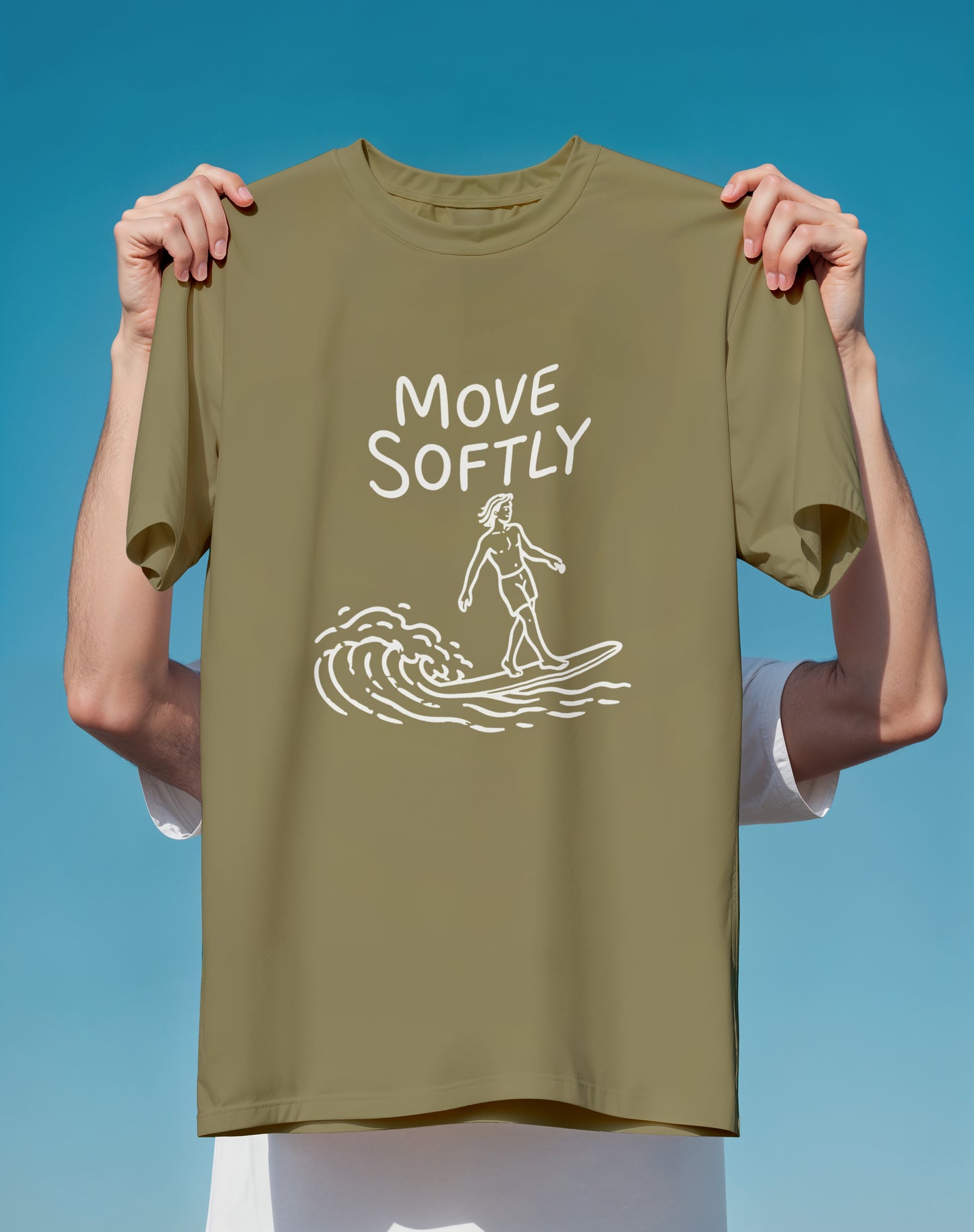 Move Softly Pink Surf – garment-dyed relaxed fit tee – Slow Life Club