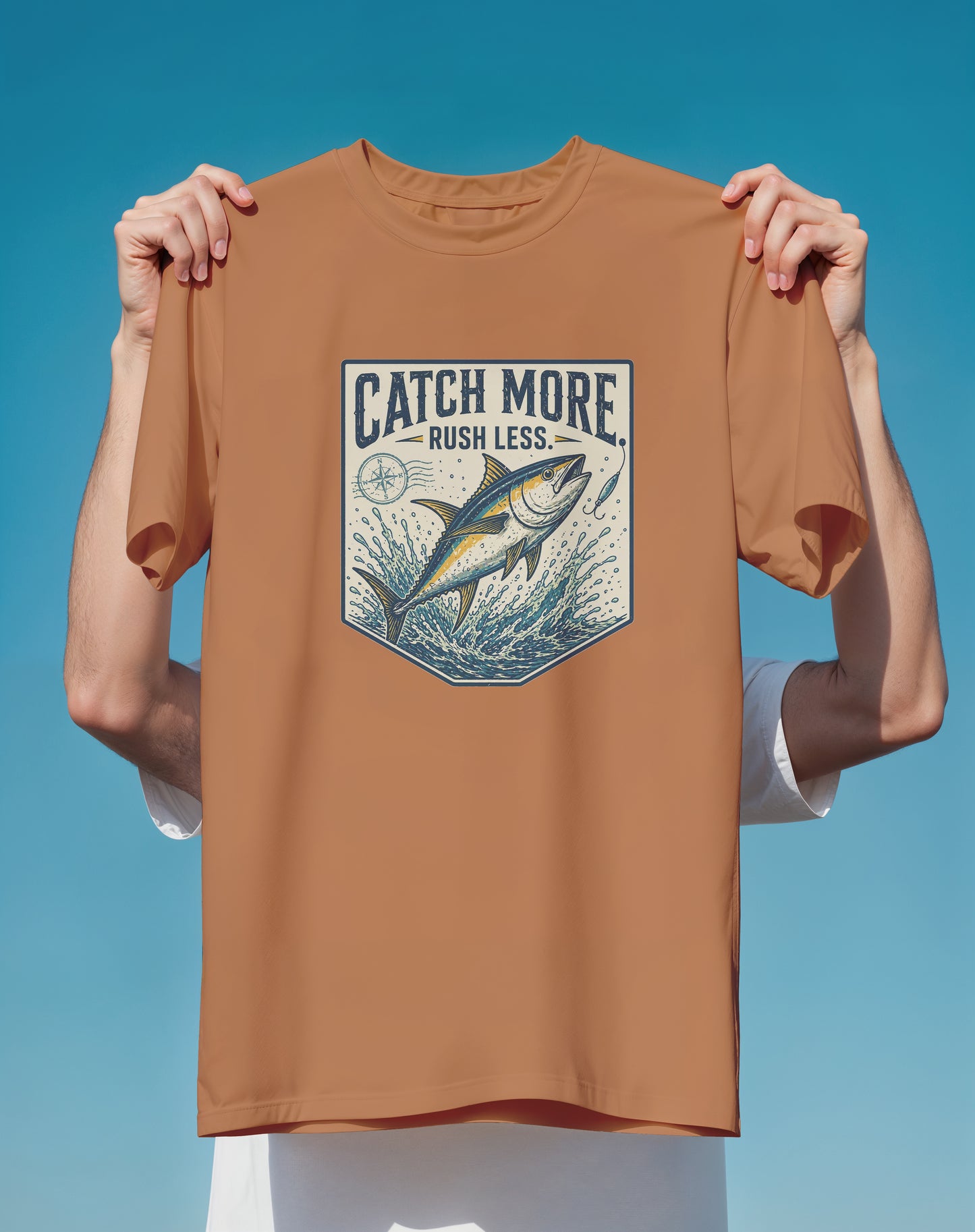 Catch More Rush Less Fishing – garment-dyed relaxed fit tee – Slow Life Club