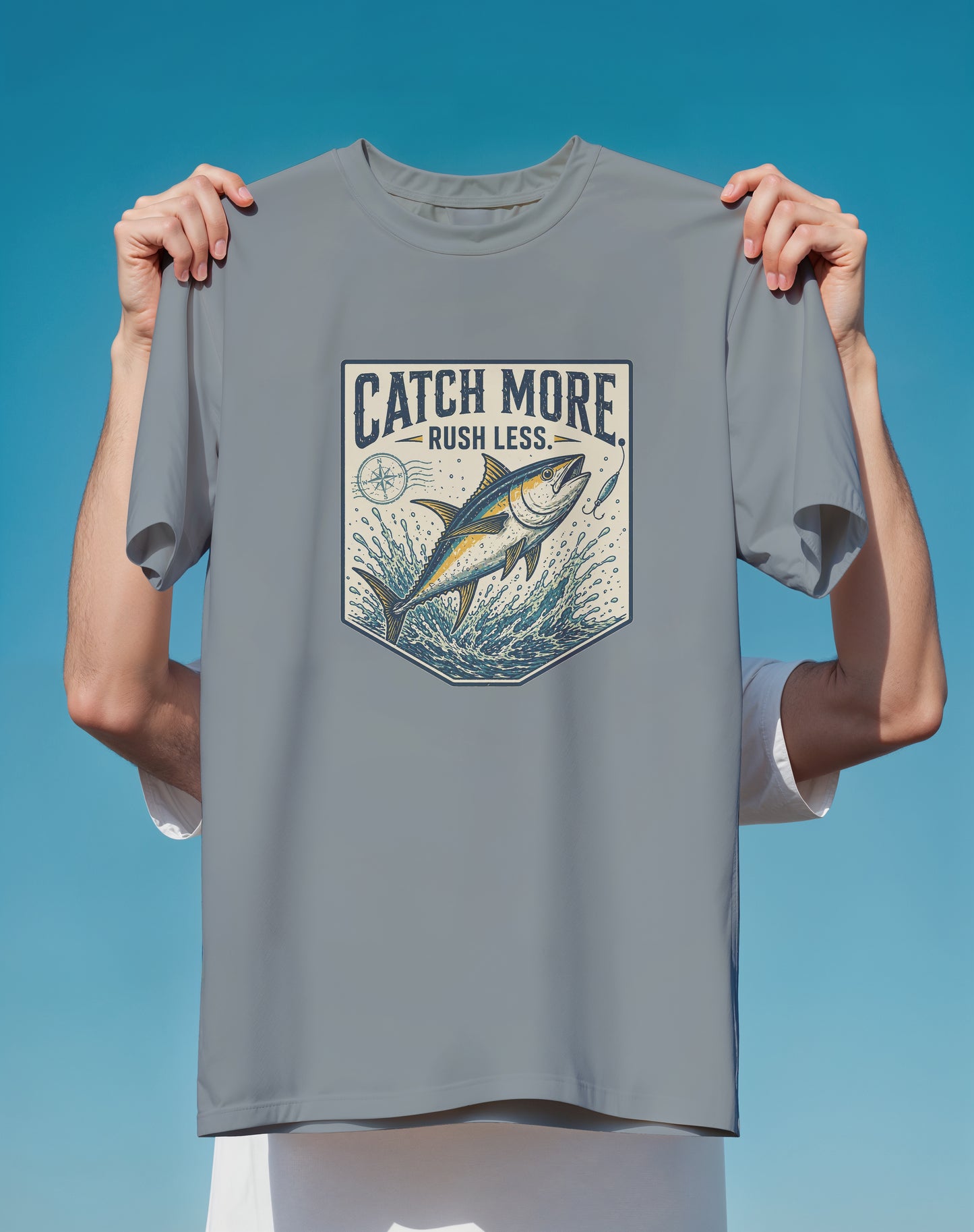 Catch More Rush Less Fishing – garment-dyed relaxed fit tee – Slow Life Club