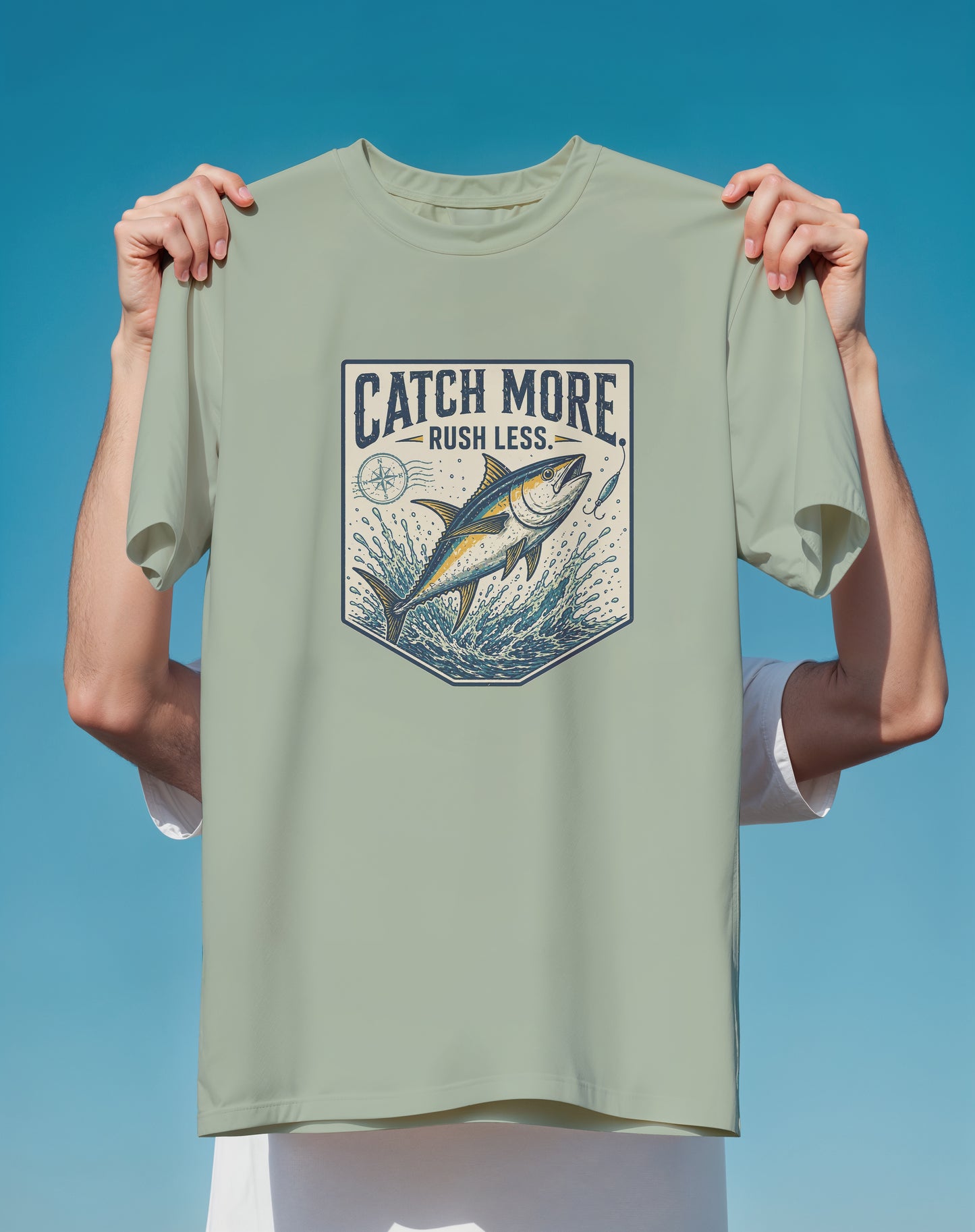 Catch More Rush Less Fishing – garment-dyed relaxed fit tee – Slow Life Club
