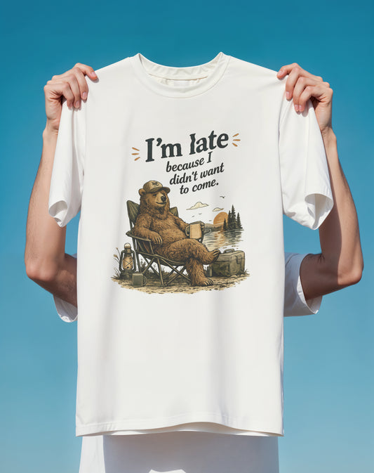 Camping Bear Didn't Want to Come – Comfort Colors heavyweight graphic tee – Slow Life Club