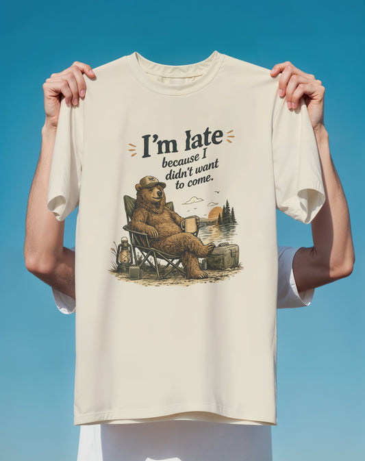 Camping Bear Didn't Want to Come graphic tee back design – Comfort Colors – Slow Life Club
