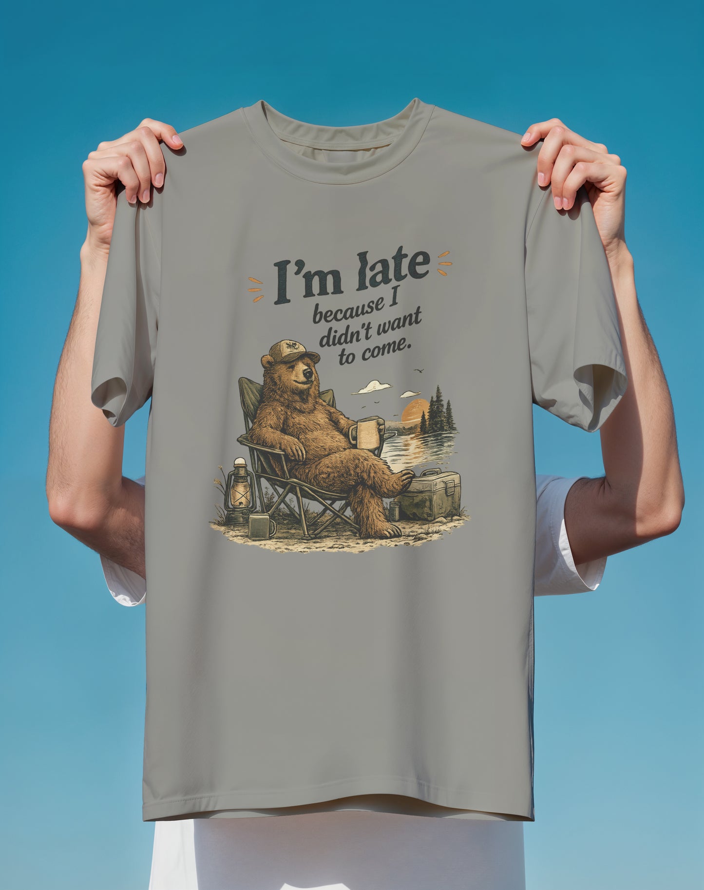 Camping Bear Didn't Want to Come – garment-dyed relaxed fit tee – Slow Life Club
