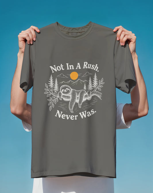 Not In A Rush Sloth – Comfort Colors heavyweight graphic tee – Slow Life Club