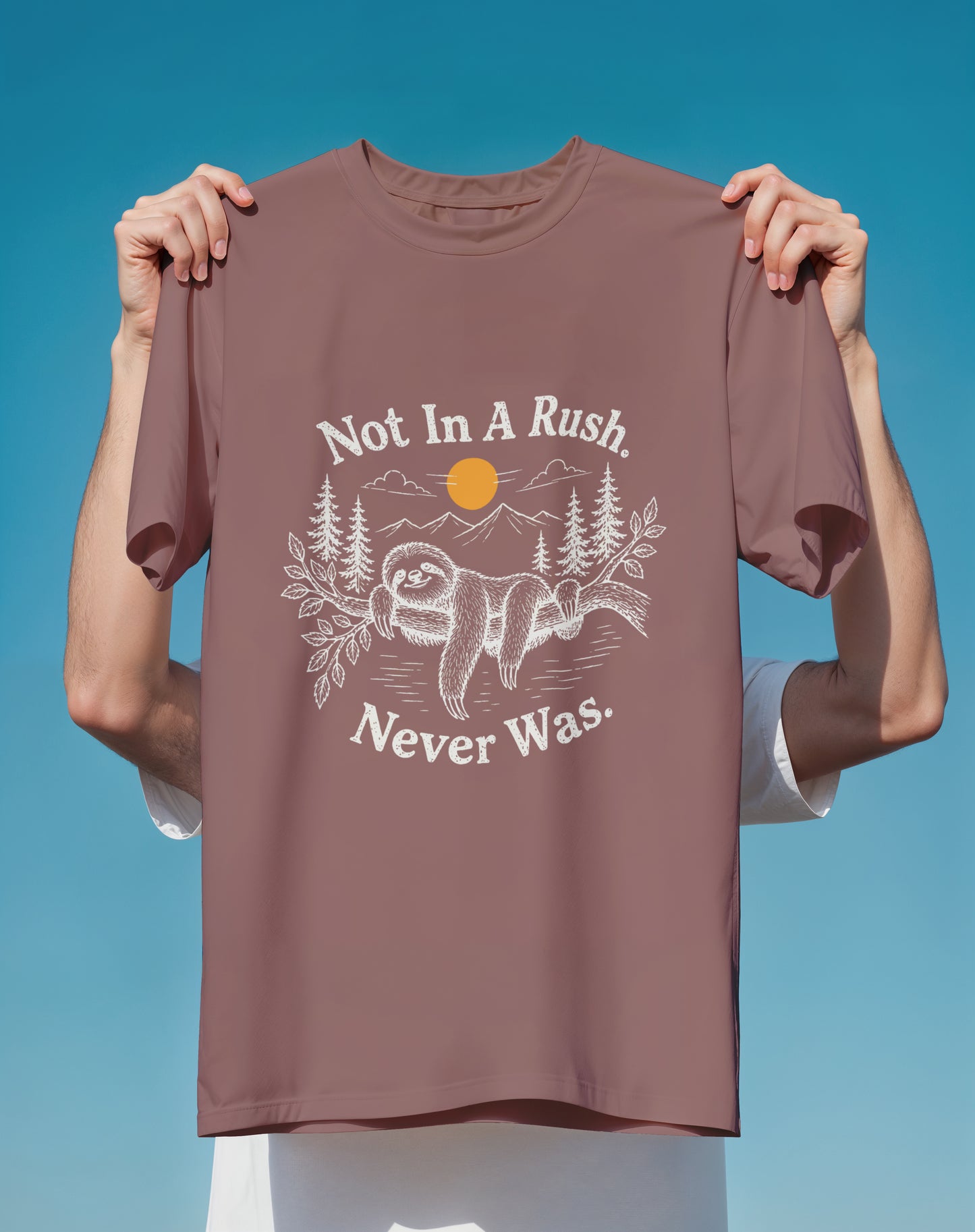 Not In A Rush Sloth – garment-dyed relaxed fit tee – Slow Life Club