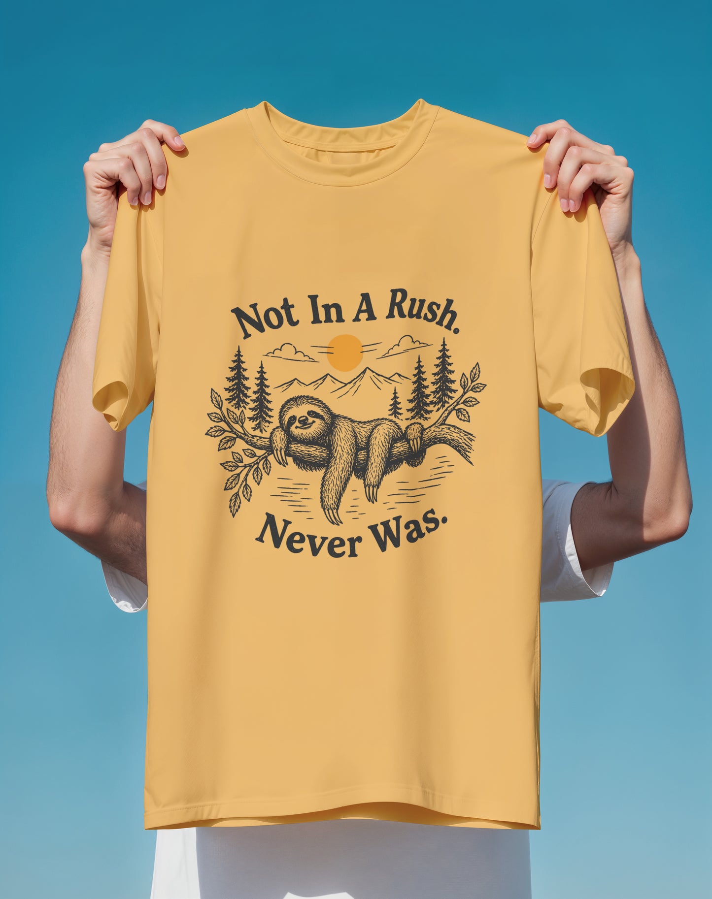 Not In A Rush Sloth – garment-dyed relaxed fit tee – Slow Life Club