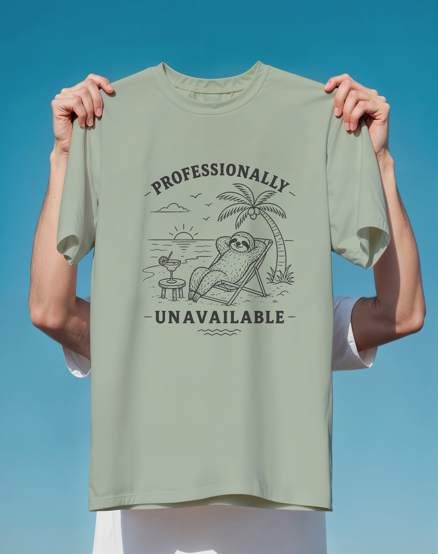 Professionally Unavailable Sloth – garment-dyed relaxed fit tee – Slow Life Club