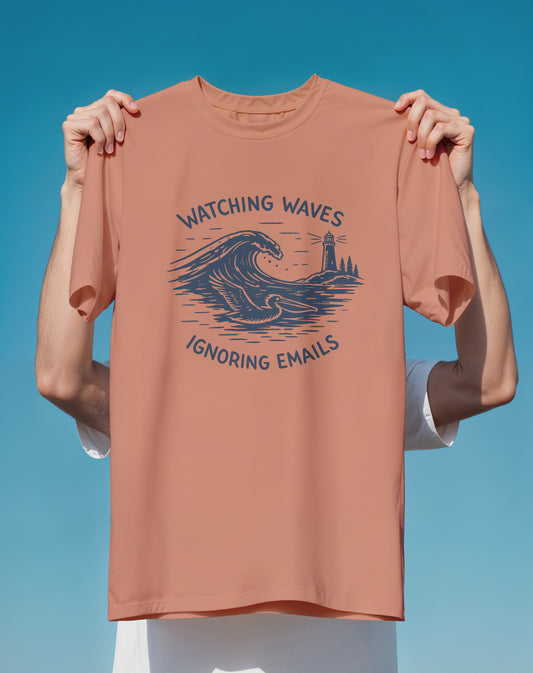 Watching Waves Ignoring Emails Surf – Comfort Colors heavyweight graphic tee – Slow Life Club
