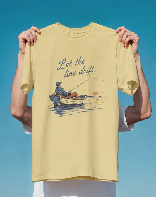 Let the Line Drift Fishing – Comfort Colors heavyweight graphic tee – Slow Life Club