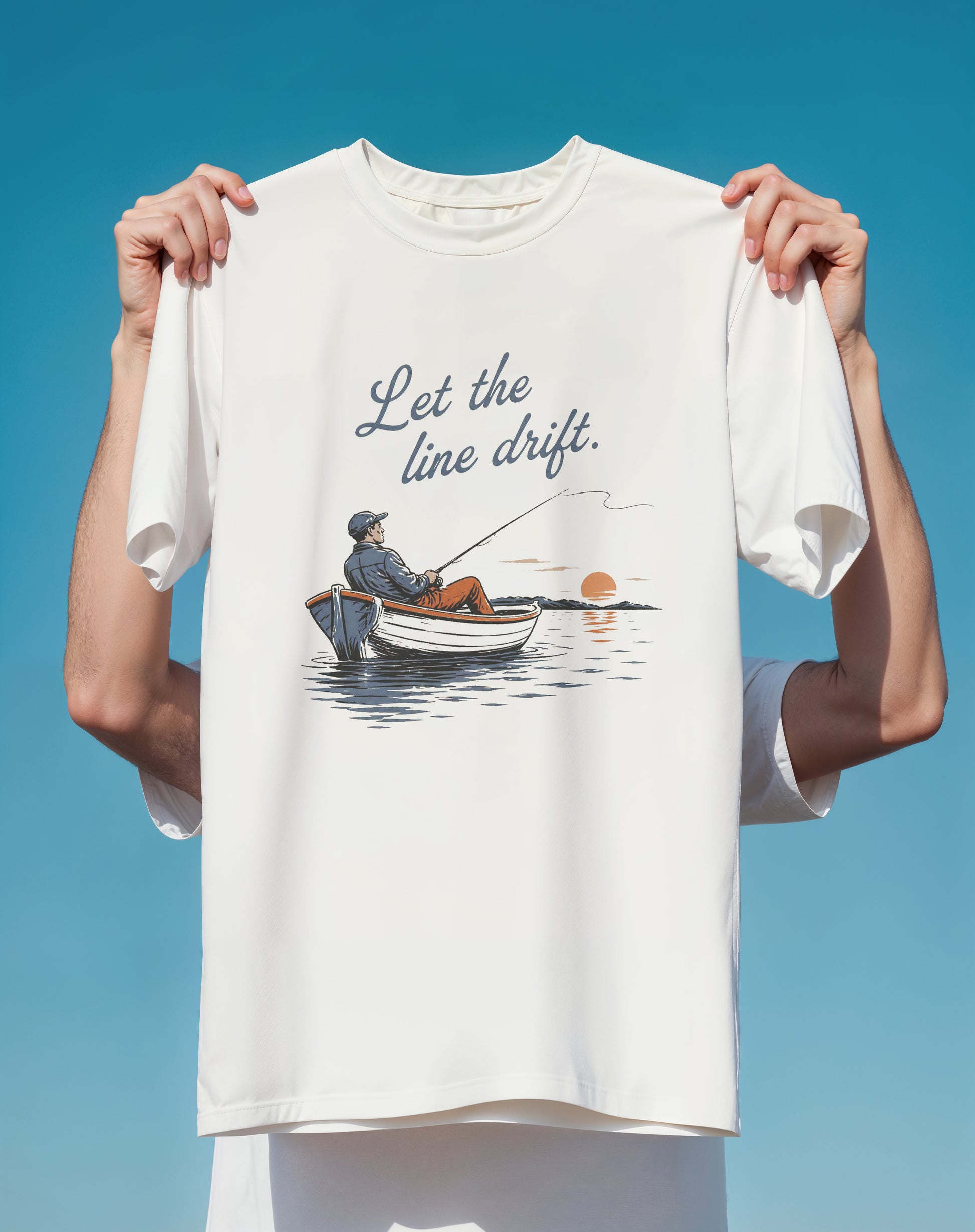 Let the Line Drift Fishing – garment-dyed relaxed fit tee – Slow Life Club