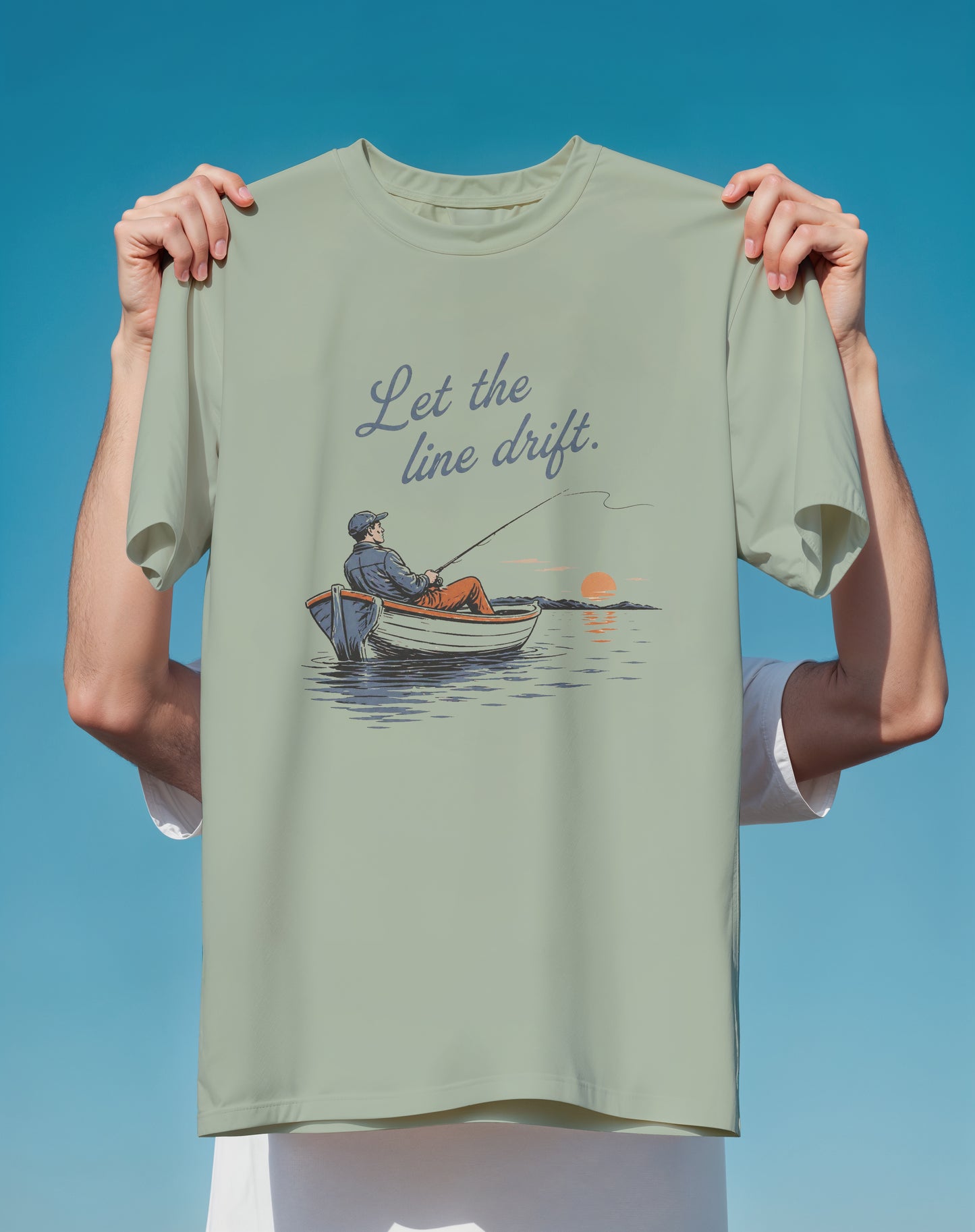 Let the Line Drift Fishing – garment-dyed relaxed fit tee – Slow Life Club