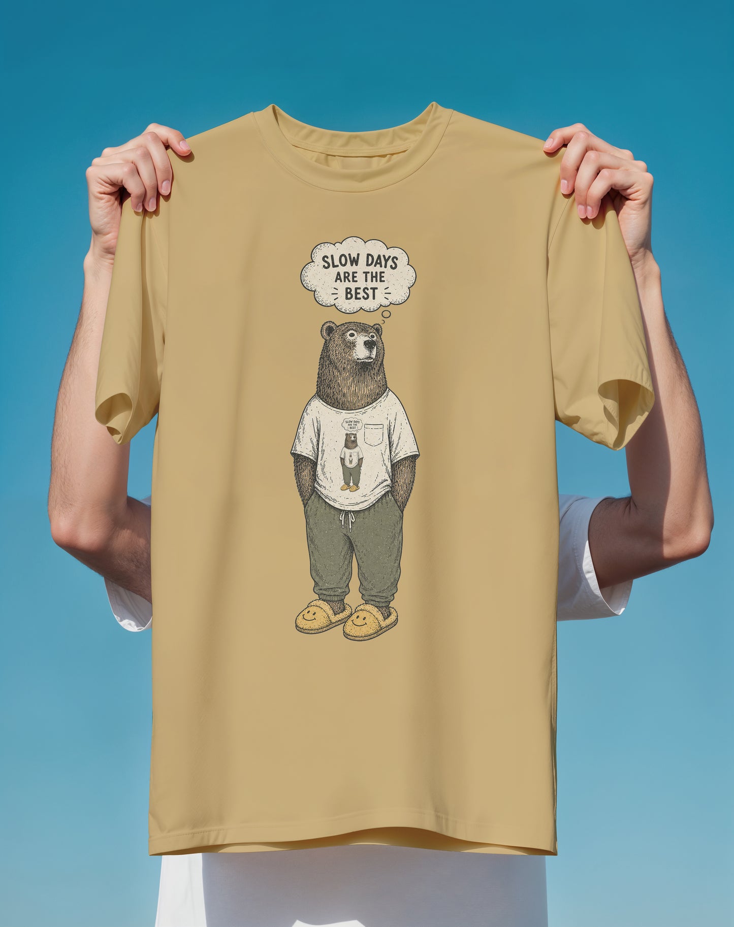 Slow Days Are the Best Bear – garment-dyed relaxed fit tee – Slow Life Club