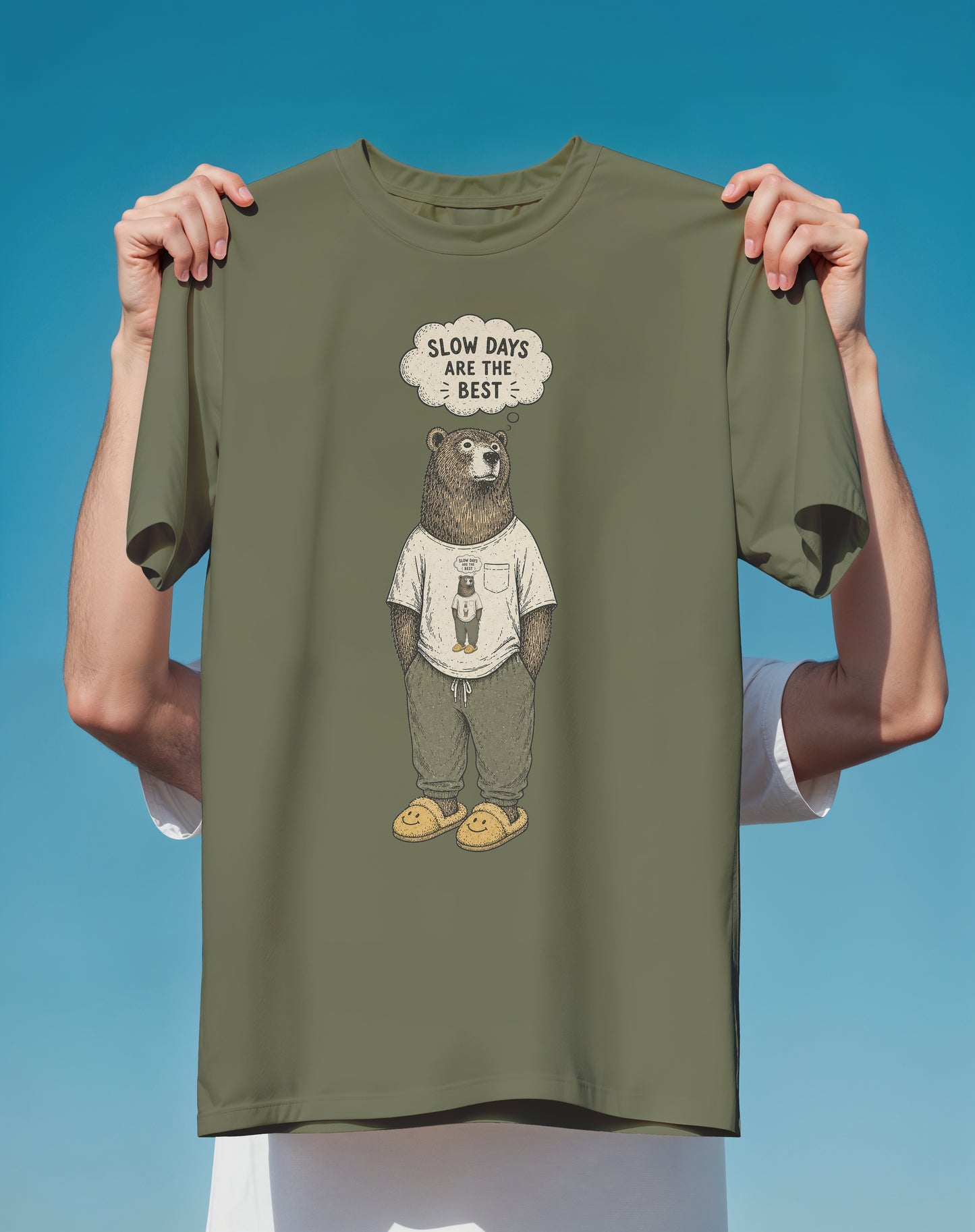 Slow Days Are the Best Bear – garment-dyed relaxed fit tee – Slow Life Club