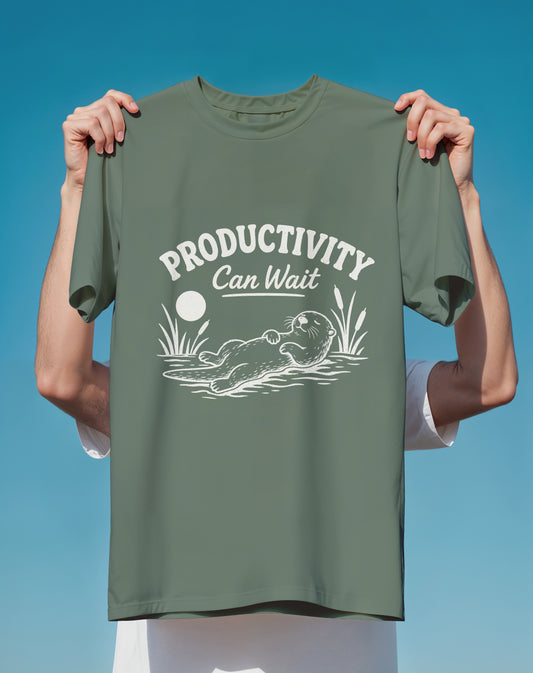 Productivity Can Wait Otter graphic tee back design – Comfort Colors – Slow Life Club