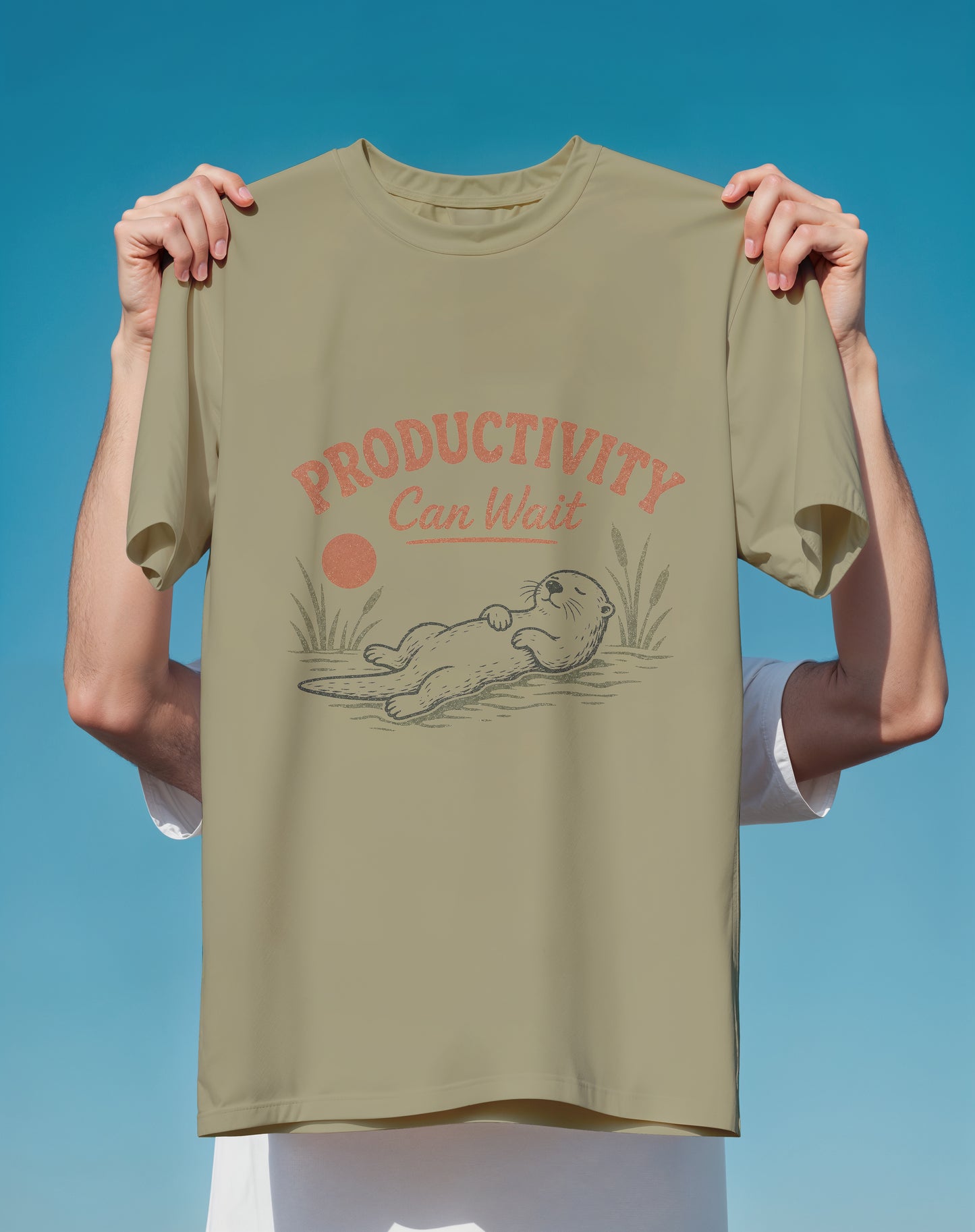 Productivity Can Wait Otter – garment-dyed relaxed fit tee – Slow Life Club