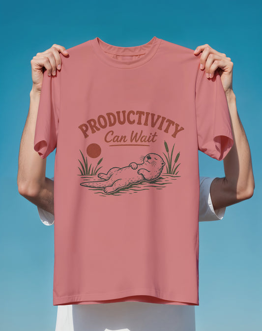 Productivity Can Wait Otter – Comfort Colors heavyweight graphic tee – Slow Life Club
