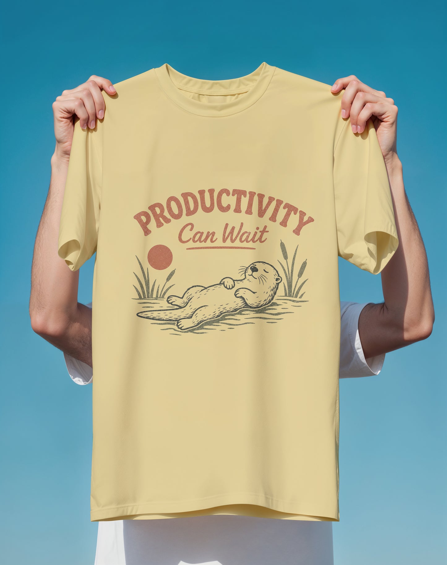 Productivity Can Wait Otter – garment-dyed relaxed fit tee – Slow Life Club