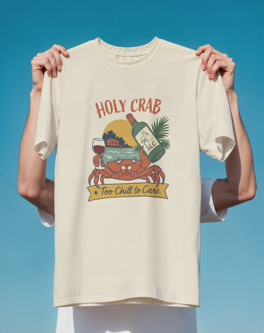 Too Chill to Care Nautical Crab – Comfort Colors heavyweight graphic tee – Slow Life Club