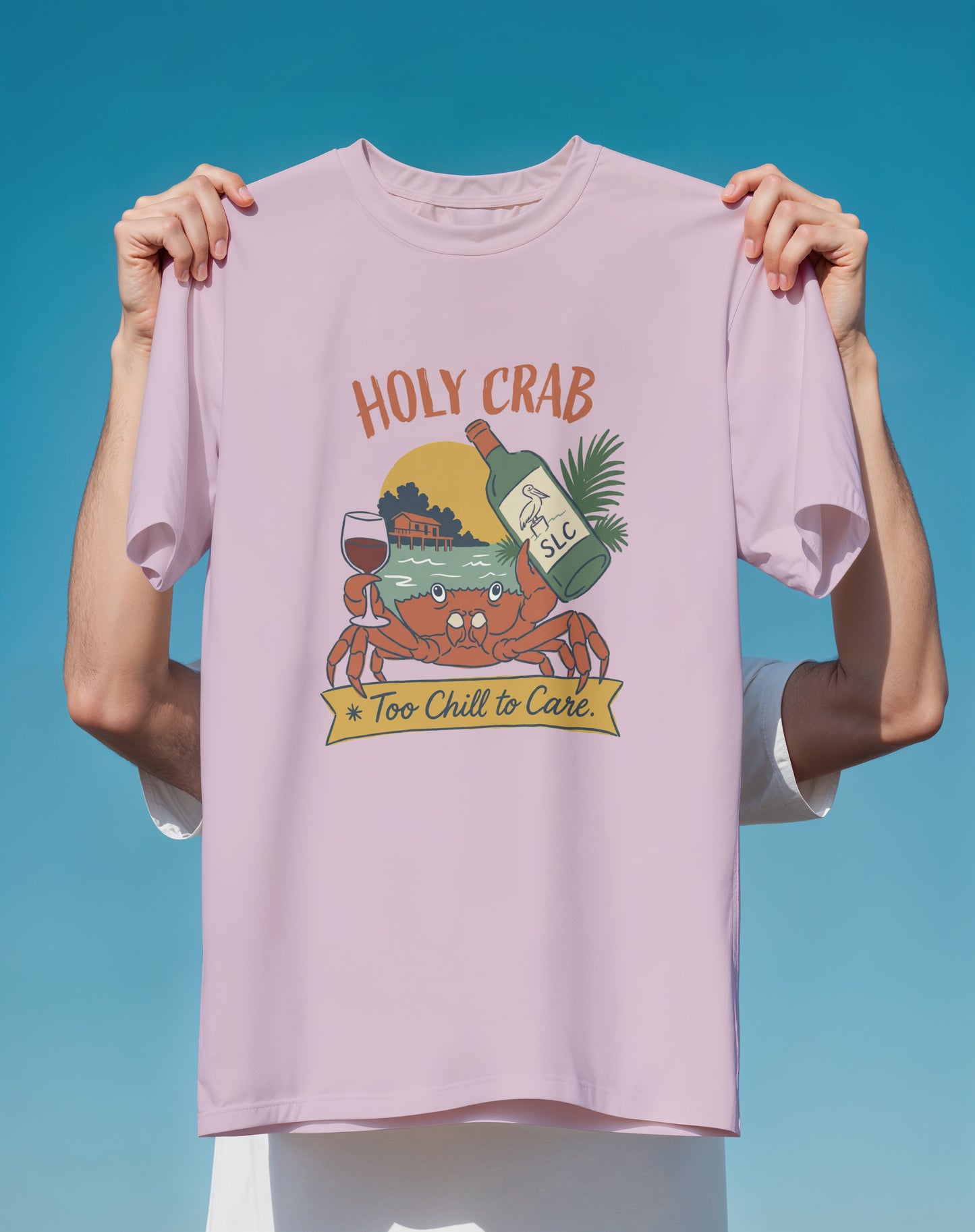 Too Chill to Care Nautical Crab – garment-dyed relaxed fit tee – Slow Life Club