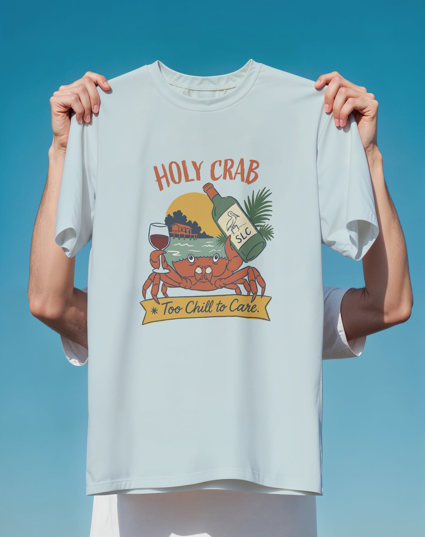 Too Chill to Care Nautical Crab – garment-dyed relaxed fit tee – Slow Life Club
