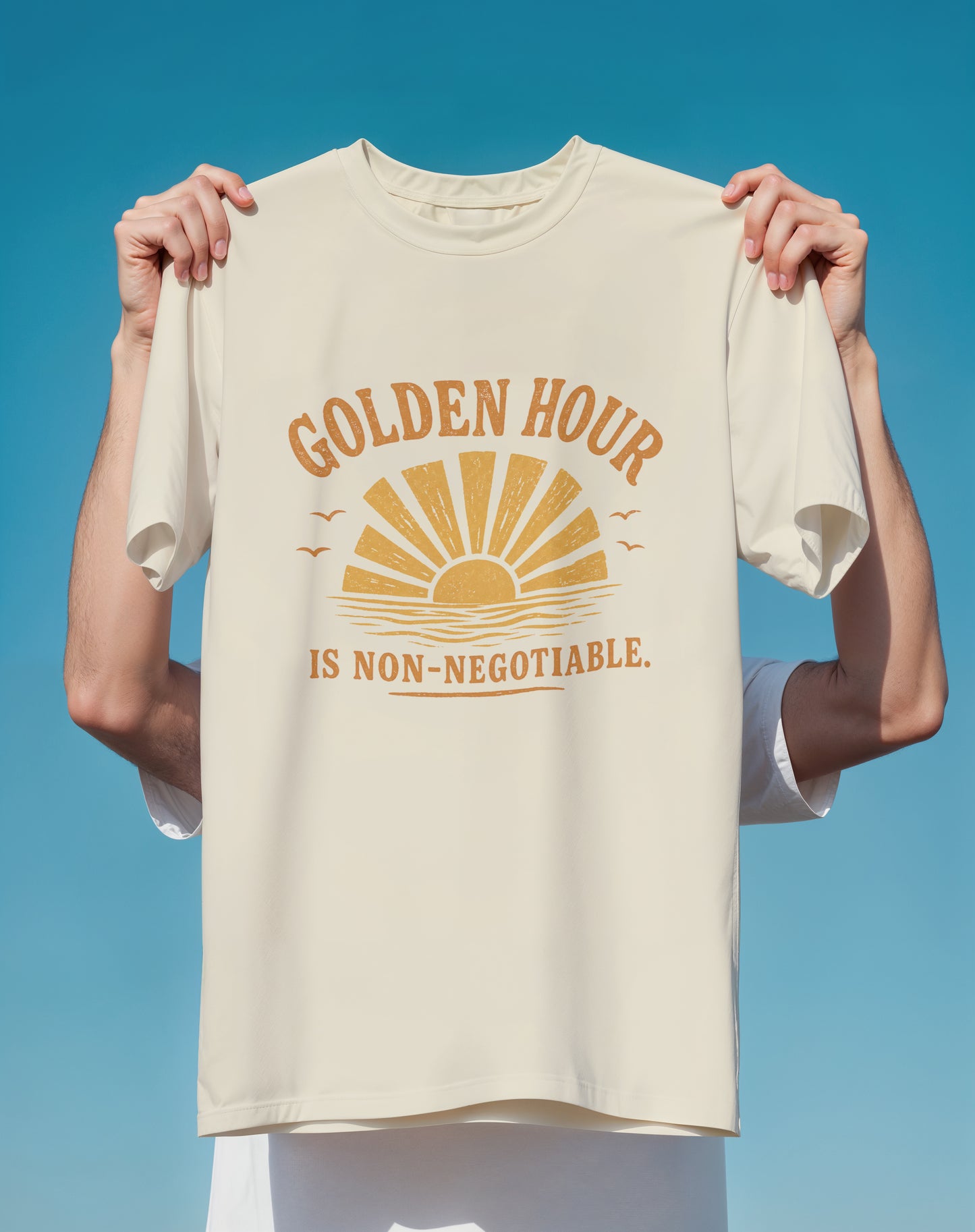 Golden Hour Non-Negotiable graphic tee back design – Comfort Colors – Slow Life Club