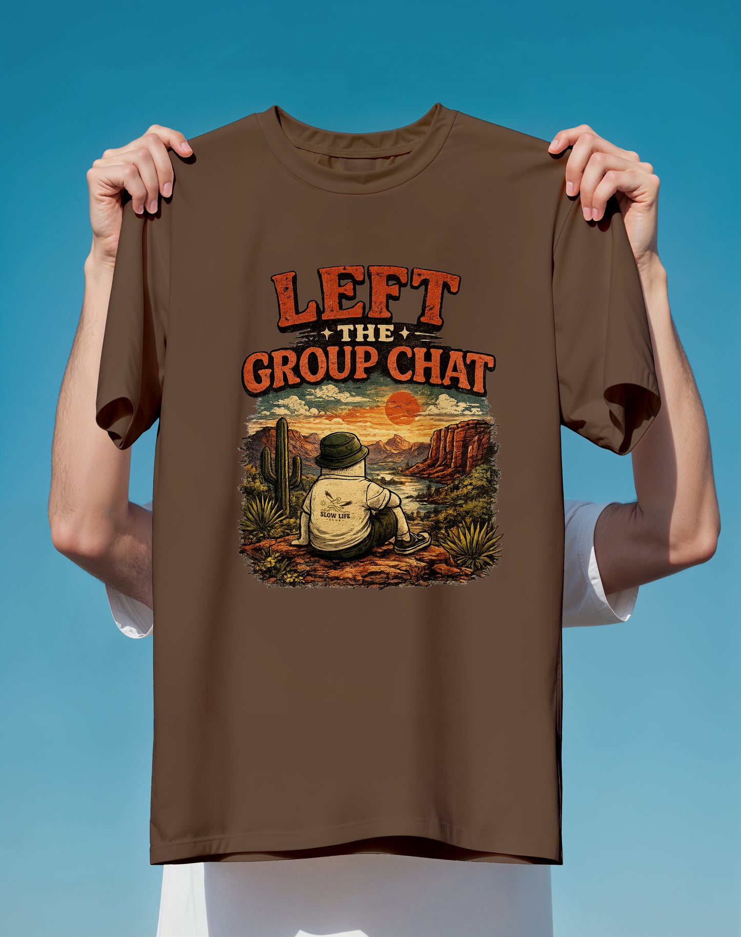 Left the Group Chat Desert – garment-dyed relaxed fit tee – Slow Life Club