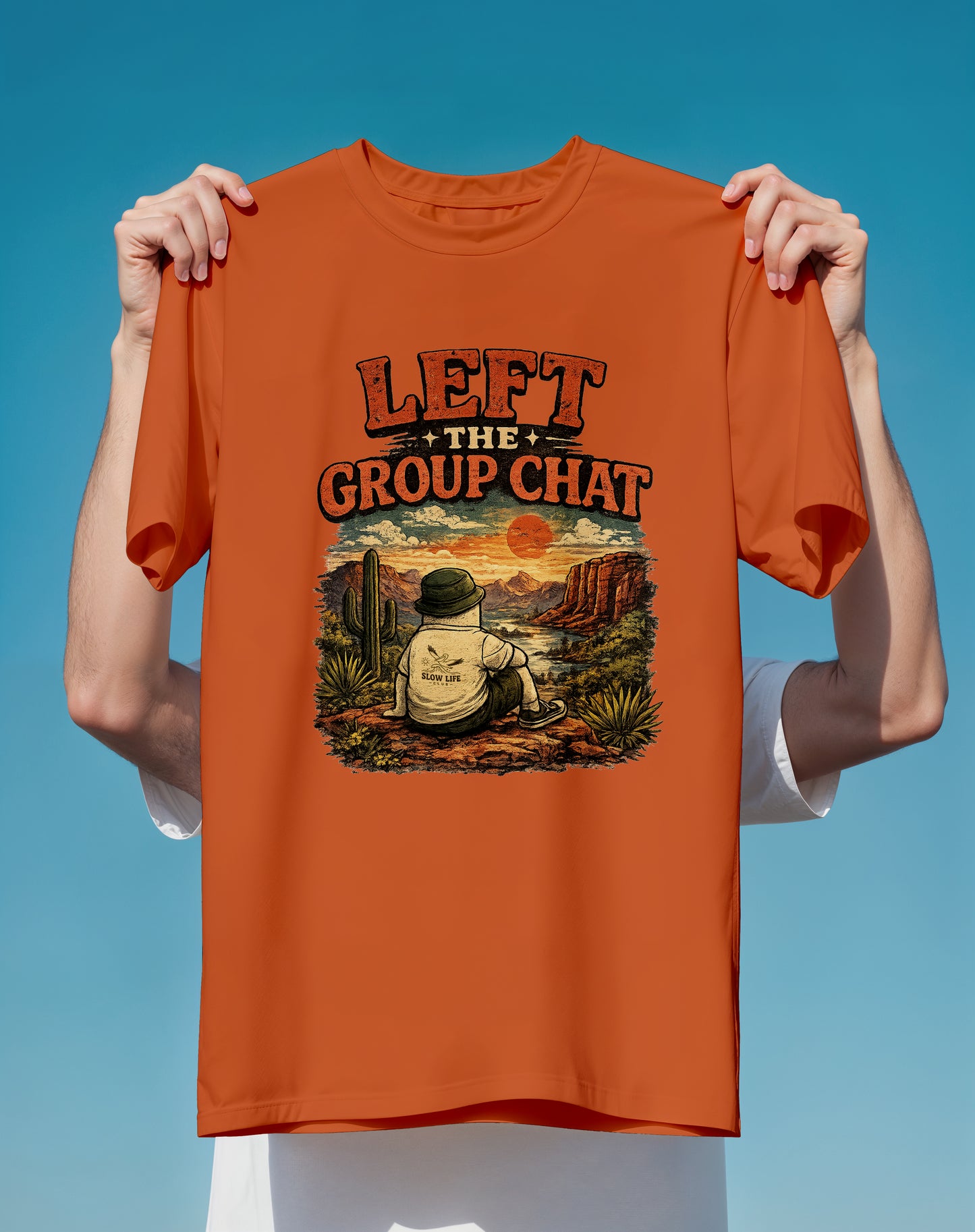 Left the Group Chat Desert – garment-dyed relaxed fit tee – Slow Life Club