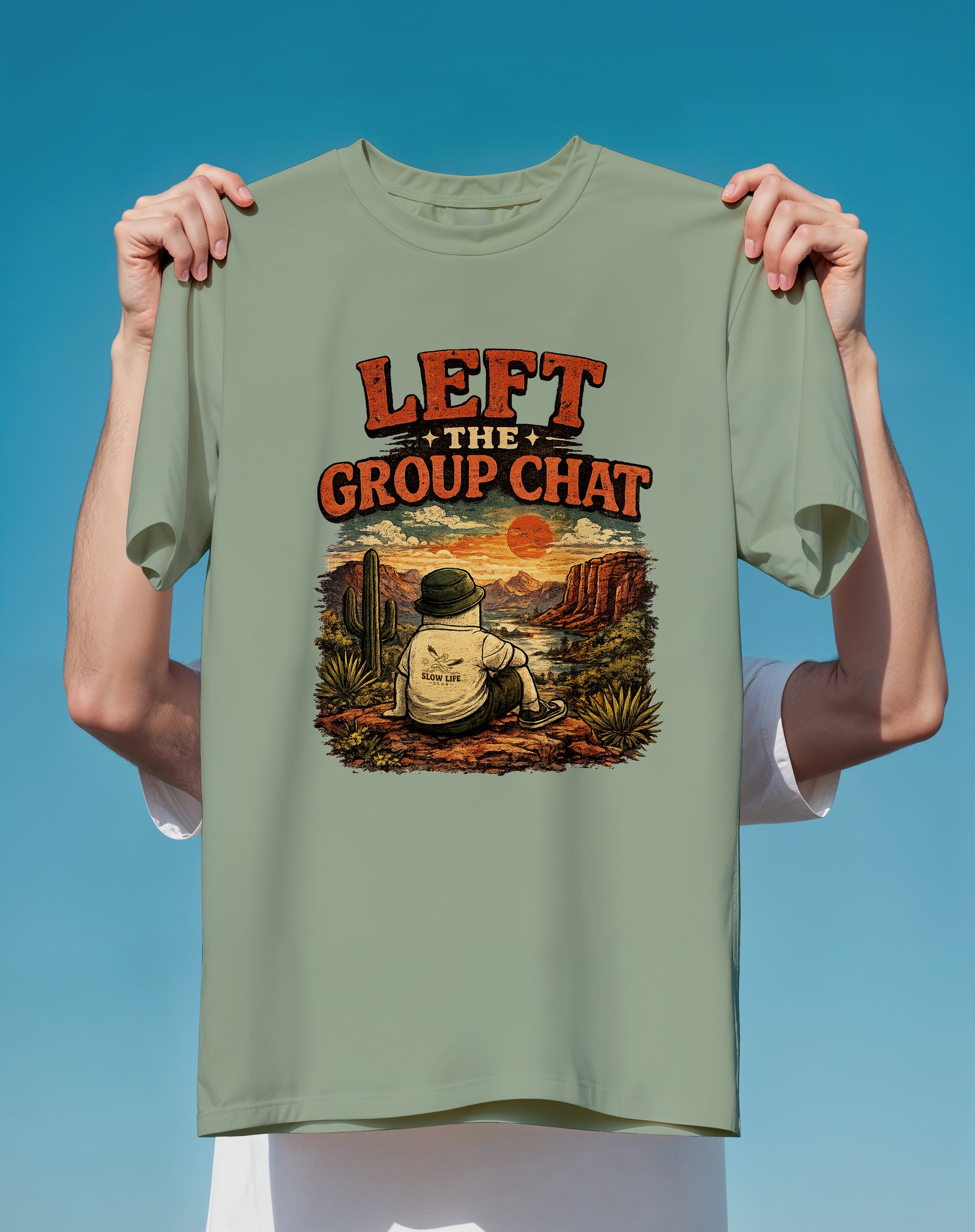 Left the Group Chat Desert – garment-dyed relaxed fit tee – Slow Life Club