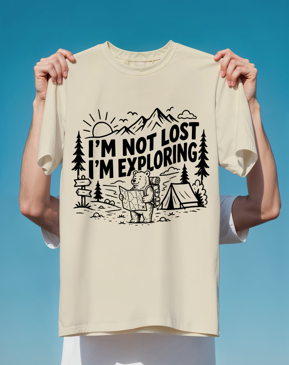 T-Shirt - "I'm Not Lost I'm Exploring" Camping Graphic Tee — Adventure Hiking Shirt for Outdoors Lovers