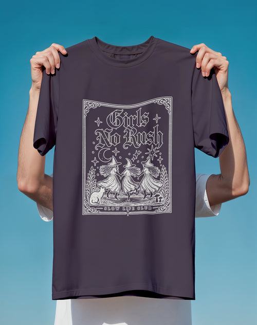 Girls No Rush Tee — Vintage Witchy Illustration T-Shirt